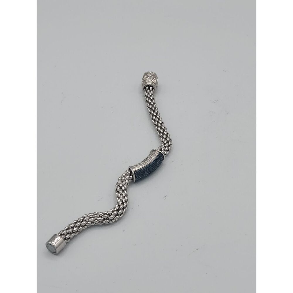 Affinity Cabin Blue Genuine Diamond POPCORN Sterling Silver Bracelet 8” LARGE - Picture 3 of 4